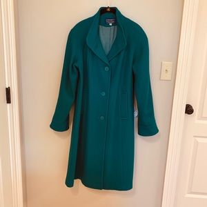Long Vintage Emerald Green Pea Coat